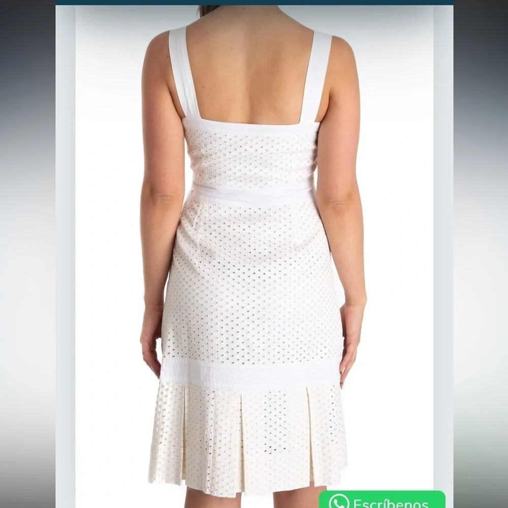 Tory Burch Berdine eyelet dress in white cotton. 2